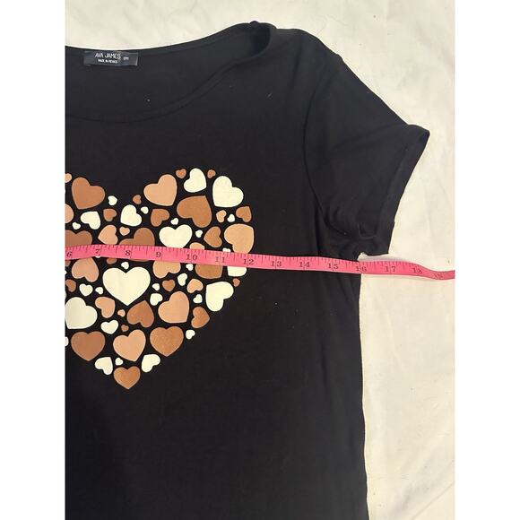 Ava James Heart Graphic Tee – Black PM – Love Print Shirt – Soft Casual Top - Picture 6 of 6